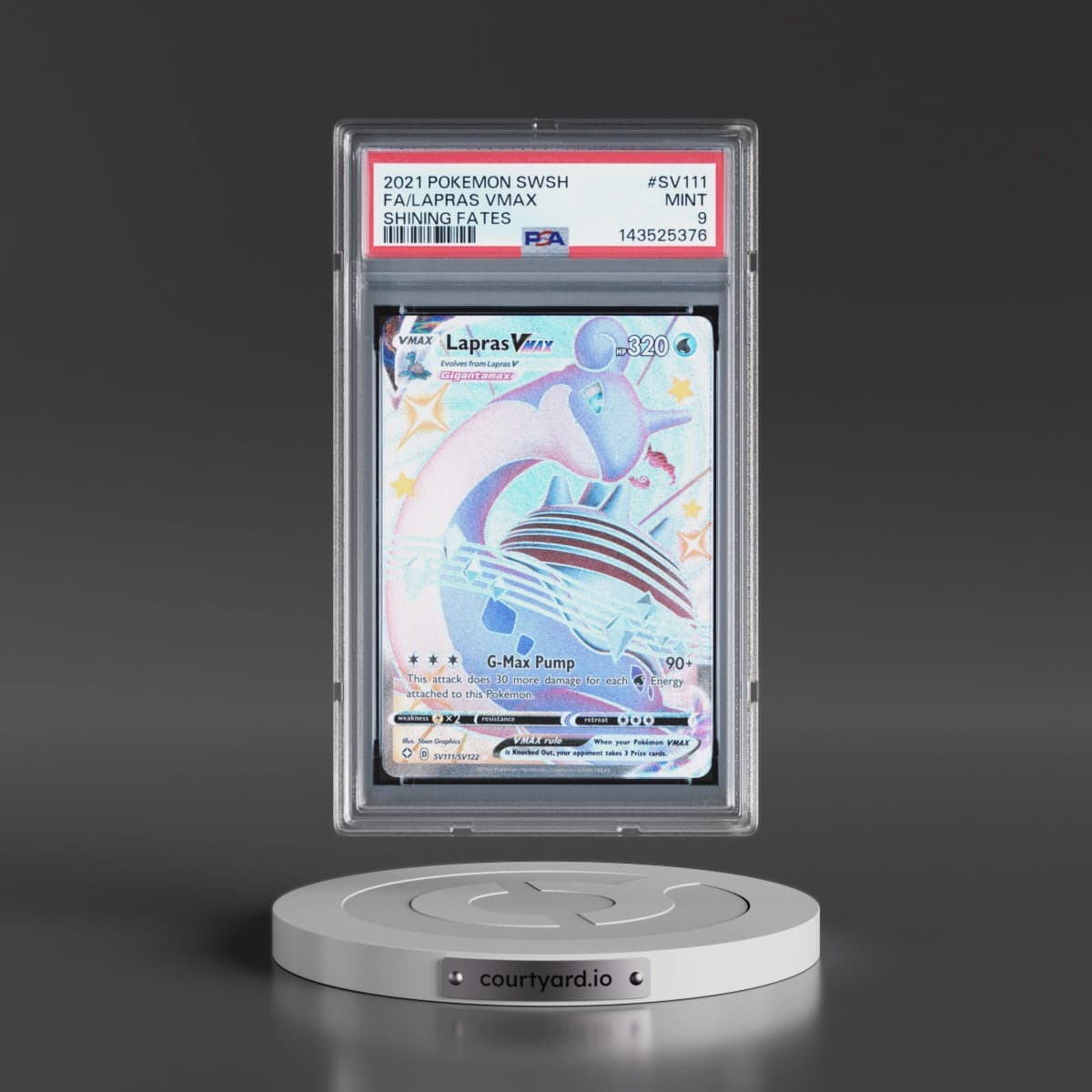 2021 Pokémon Sword & Shield Shining Fates #SV111 Lapras Vmax - Full Art (PSA 9 MINT)