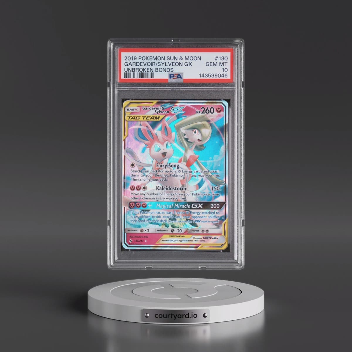 2019 Pokémon Sun & Moon Unbroken Bonds #130 Gardevoir & Sylveon GX - Holo (PSA 10 GEM MINT)