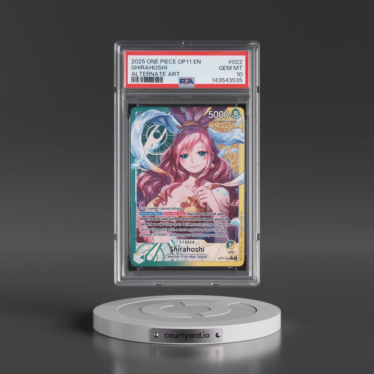 2025 One Piece OP11-A Fist of Divine Speed #022 Shirahoshi - Alternate Art (PSA 10 GEM MINT)