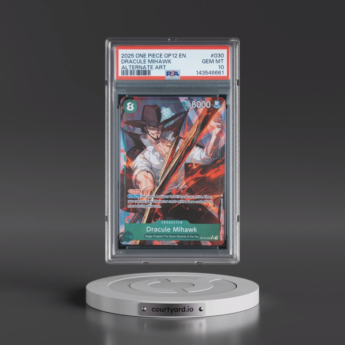 2025 One Piece OP12-Legacy of the Master #030 Dracule Mihawk - Alternate Art (PSA 10 GEM MINT)