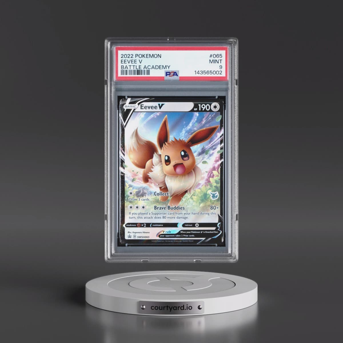 2022 Pokémon Battle Academy #065 Eevee V - Holo (PSA 9 MINT)