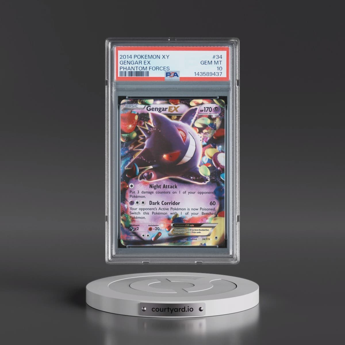 2014 Pokémon XY Phantom Forces #34 Gengar EX - Holo (PSA 10 GEM MINT)