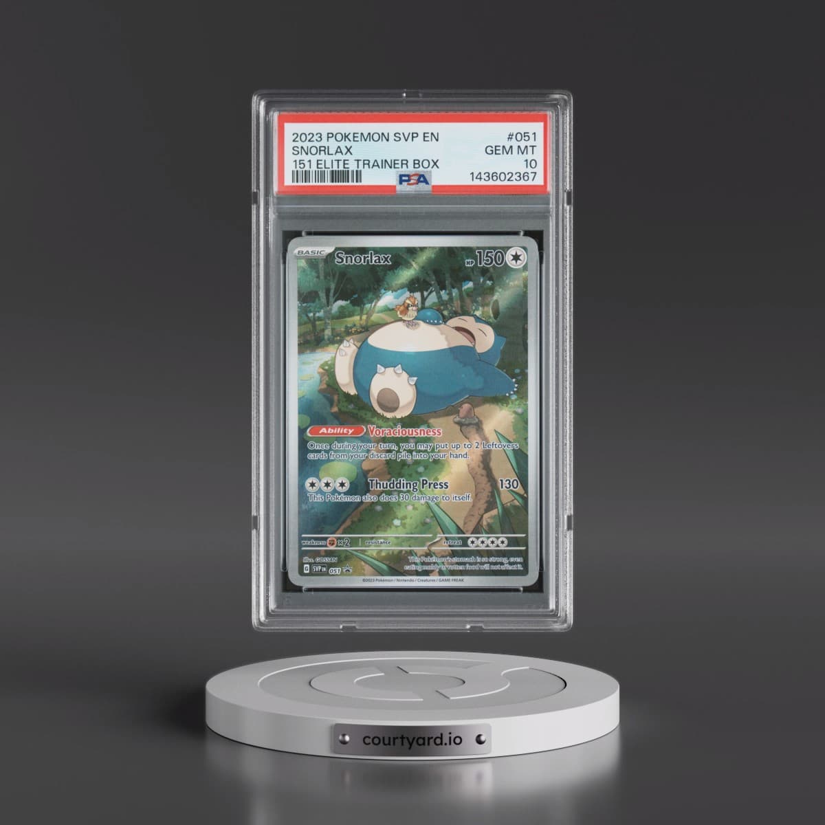 2023 Pokémon Svp EN-SV Black Star Promo #051 Snorlax - 151 Elite Trainer Box (PSA 10 GEM MINT)