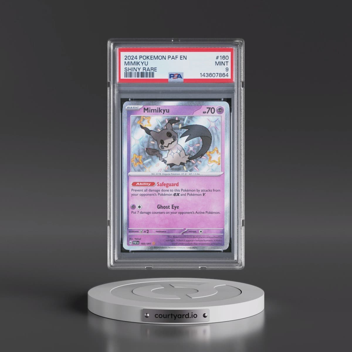 2024 Pokémon Paf EN-Paldean Fates #160 Mimikyu - Shiny Rare (PSA 9 MINT)