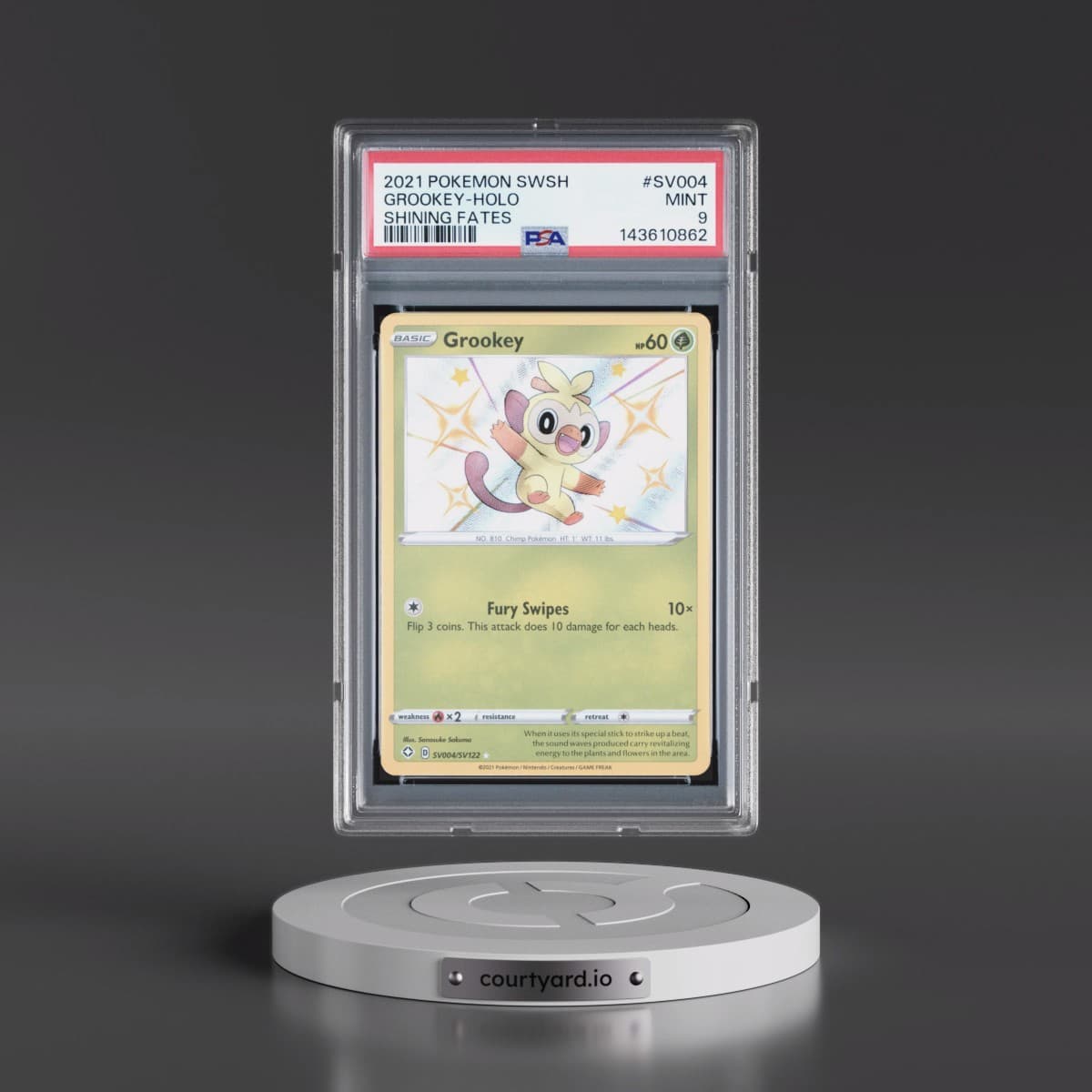 2021 Pokémon Sword & Shield Shining Fates #SV004 Grookey - Holo (PSA 9 MINT)