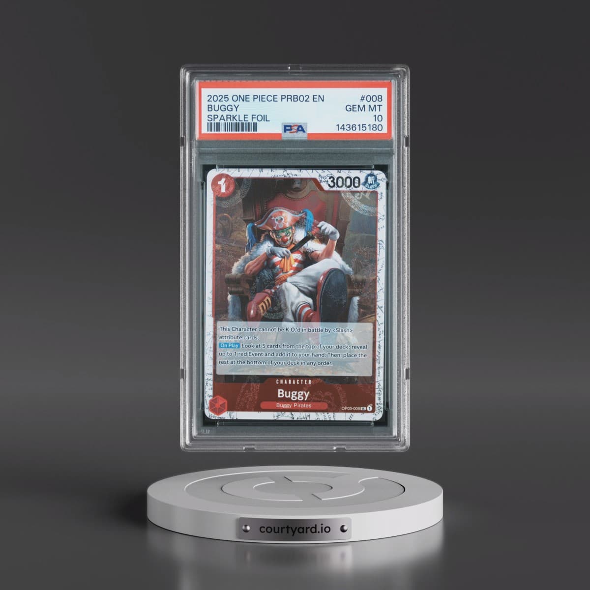 2025 One Piece PRB02-Premium Booster -One Piece Card the Best- Vol.2 #008 Buggy - Sparkle Foil (PSA 10 GEM MINT)