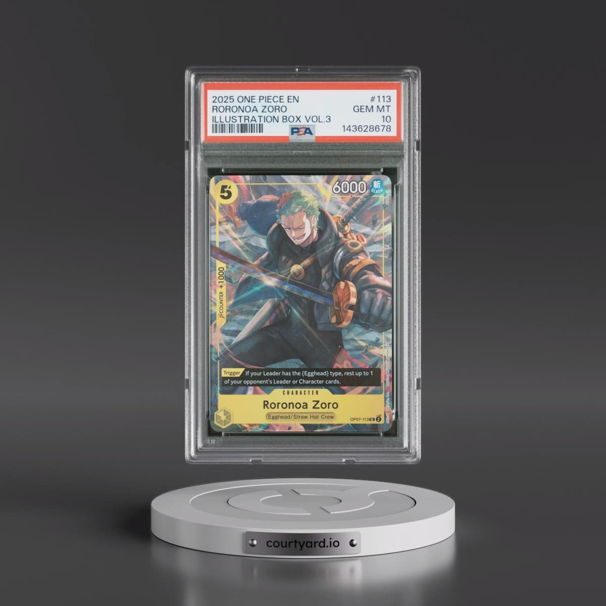 2025 One Piece Promos #113 Roronoa Zoro - Illustration Box Vol.3 (PSA 10 GEM MINT)