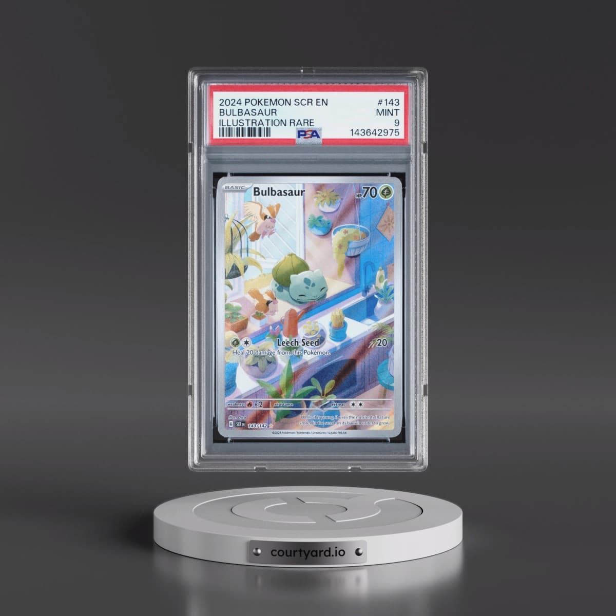 2024 Pokémon Scr EN-Stellar Crown #143 Bulbasaur - Illustration Rare (PSA 9 MINT)