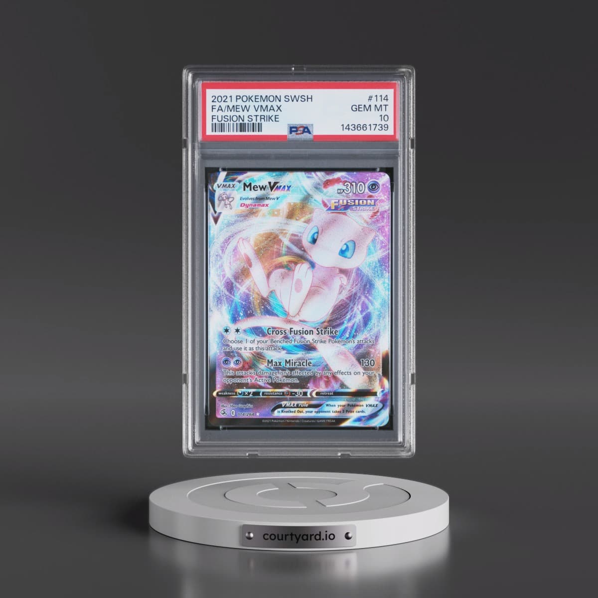 2021 Pokémon Sword & Shield Fusion Strike #114 Mew Vmax - Full Art (PSA 10 GEM MINT)