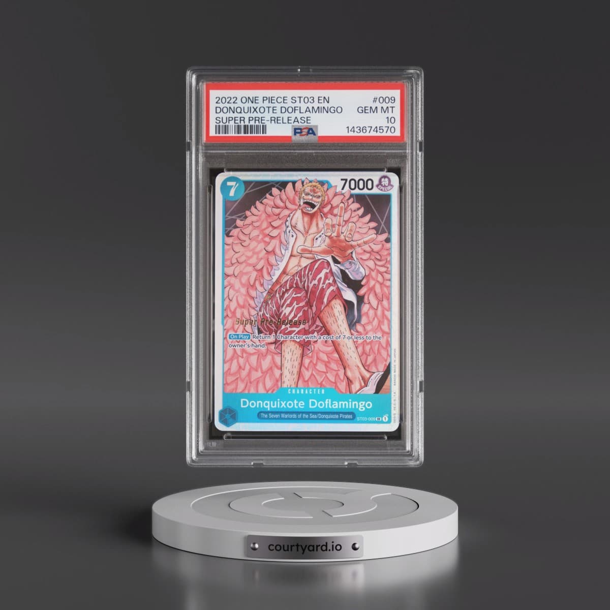 2022 One Piece Starter Deck ST03-the Seven Warlords of the Sea #009 Donquixote Doflamingo - Super Pre-Release (PSA 10 GEM MINT)