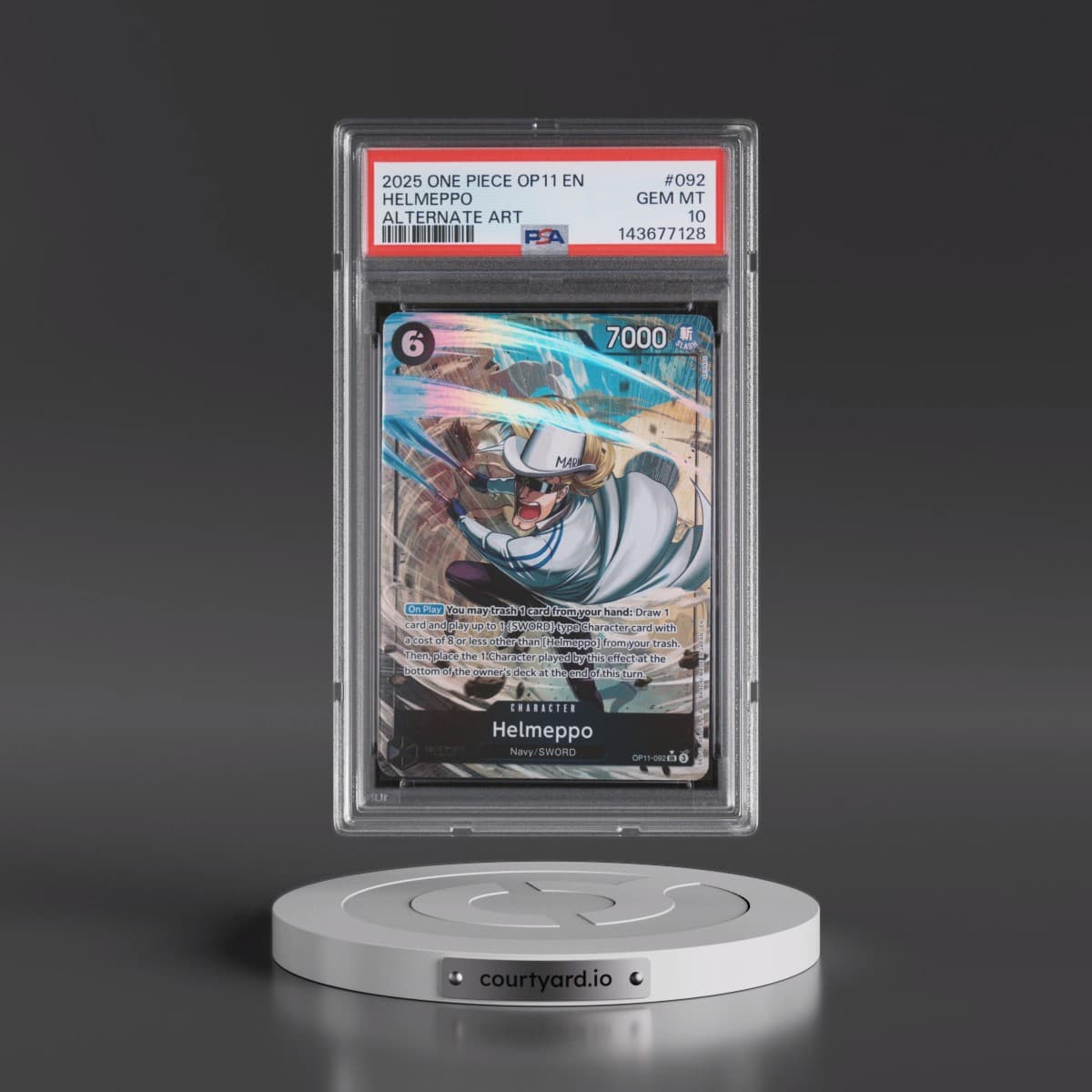 2025 One Piece OP11-A Fist of Divine Speed #092 Helmeppo - Alternate Art (PSA 10 GEM MINT)