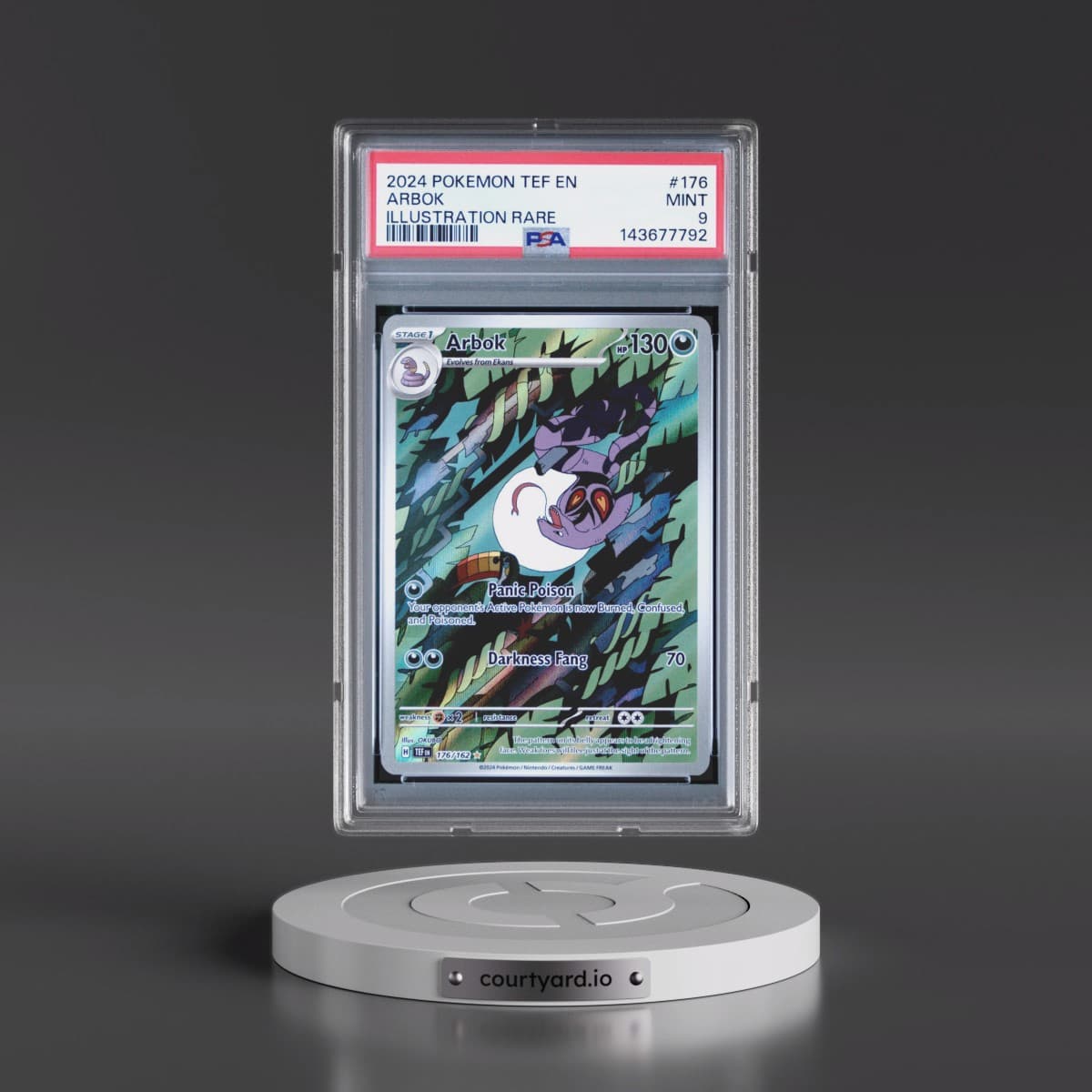 2024 Pokémon Tef EN-Temporal Forces #176 Arbok - Illustration Rare (PSA 9 MINT)