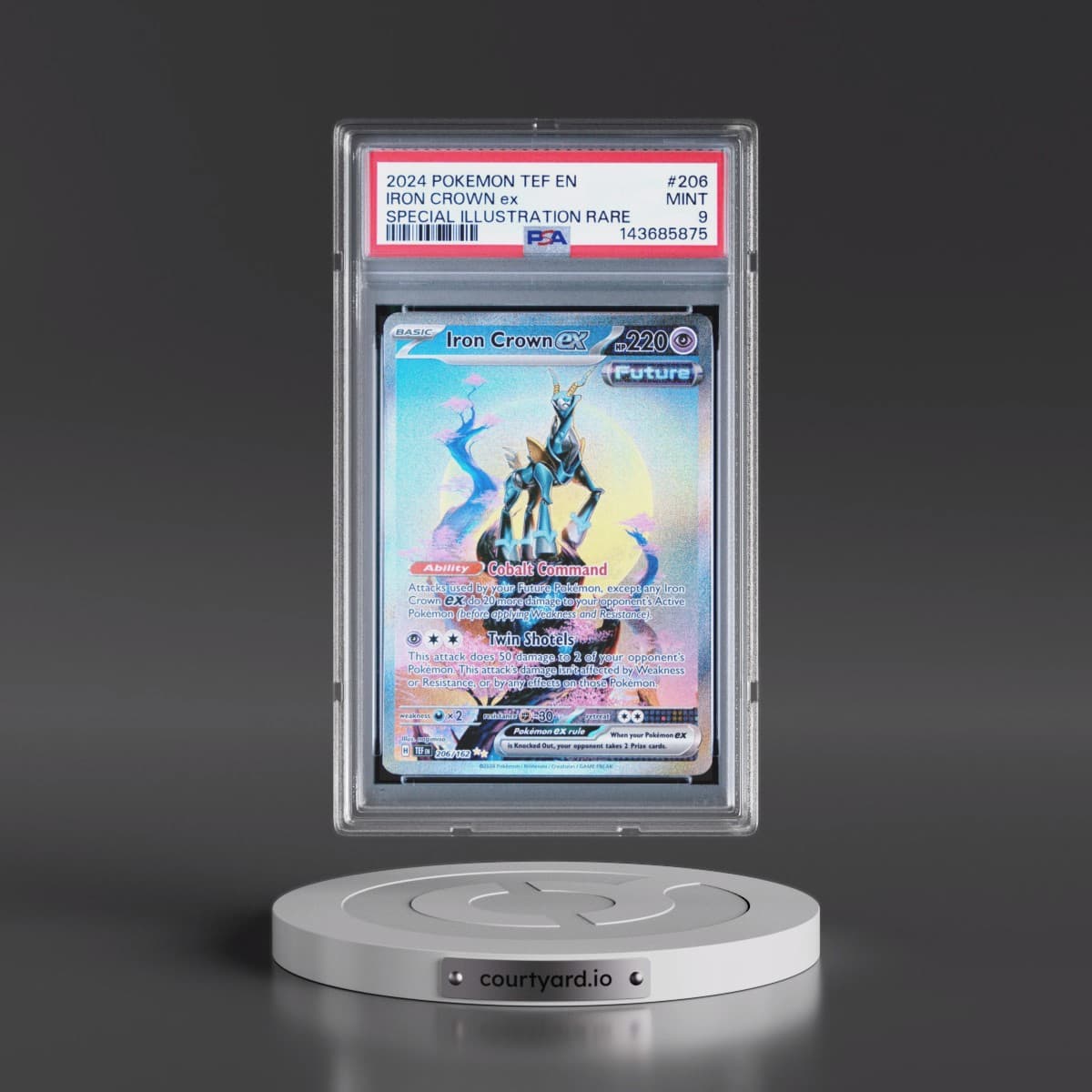 2024 Pokémon Tef EN-Temporal Forces #206 Iron Crown EX - Holo Special Illustration Rare (PSA 9 MINT)