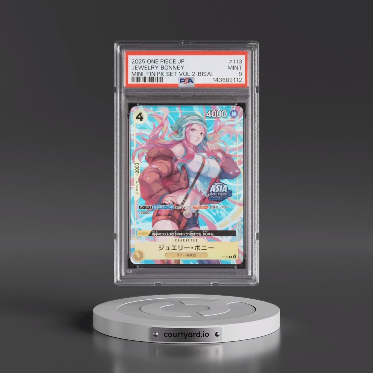2025 One Piece Japanese Mini-Tin Pack Set Vol.2 #113 Jewelry Bonney - Bisai (PSA 9 MINT)