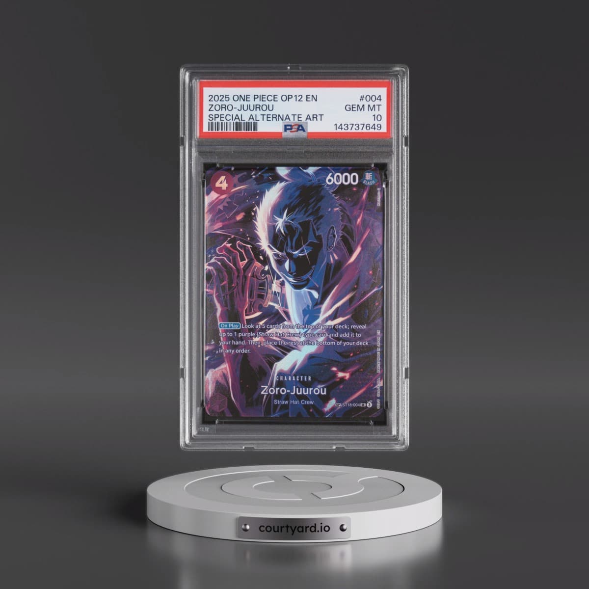 2025 One Piece OP12-Legacy of the Master #004 Zoro-Juurou - Special Alternate Art (PSA 10 GEM MINT)