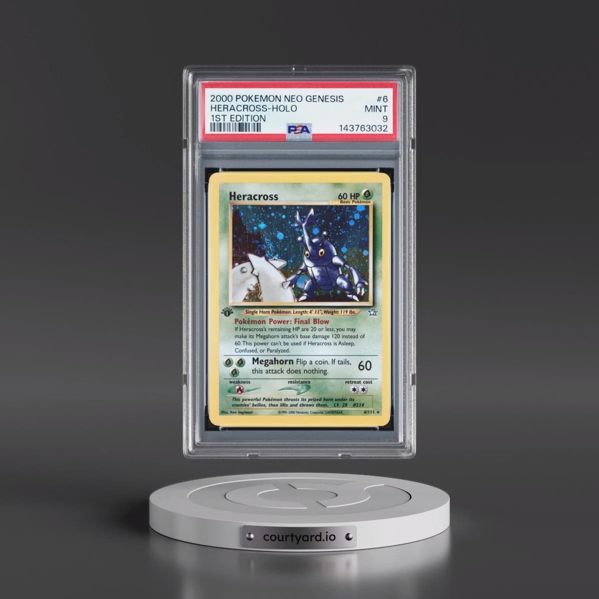 2000 Pokémon Neo Genesis #6 Heracross - 1st Edition Holo (PSA 9 MINT)