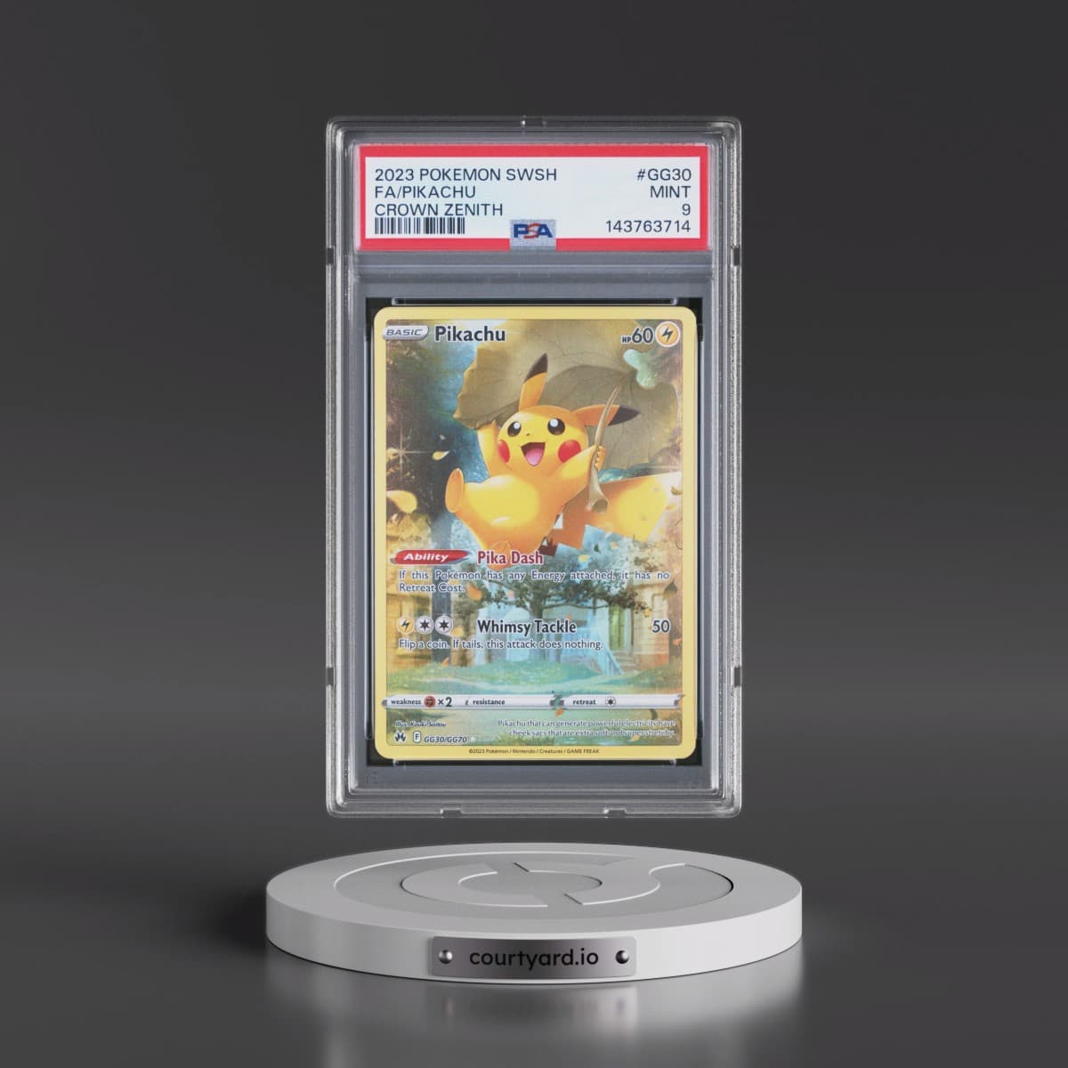 2023 Pokémon Sword and Shield Crown Zenith #GG30 Pikachu - Full Art (PSA 9 MINT)