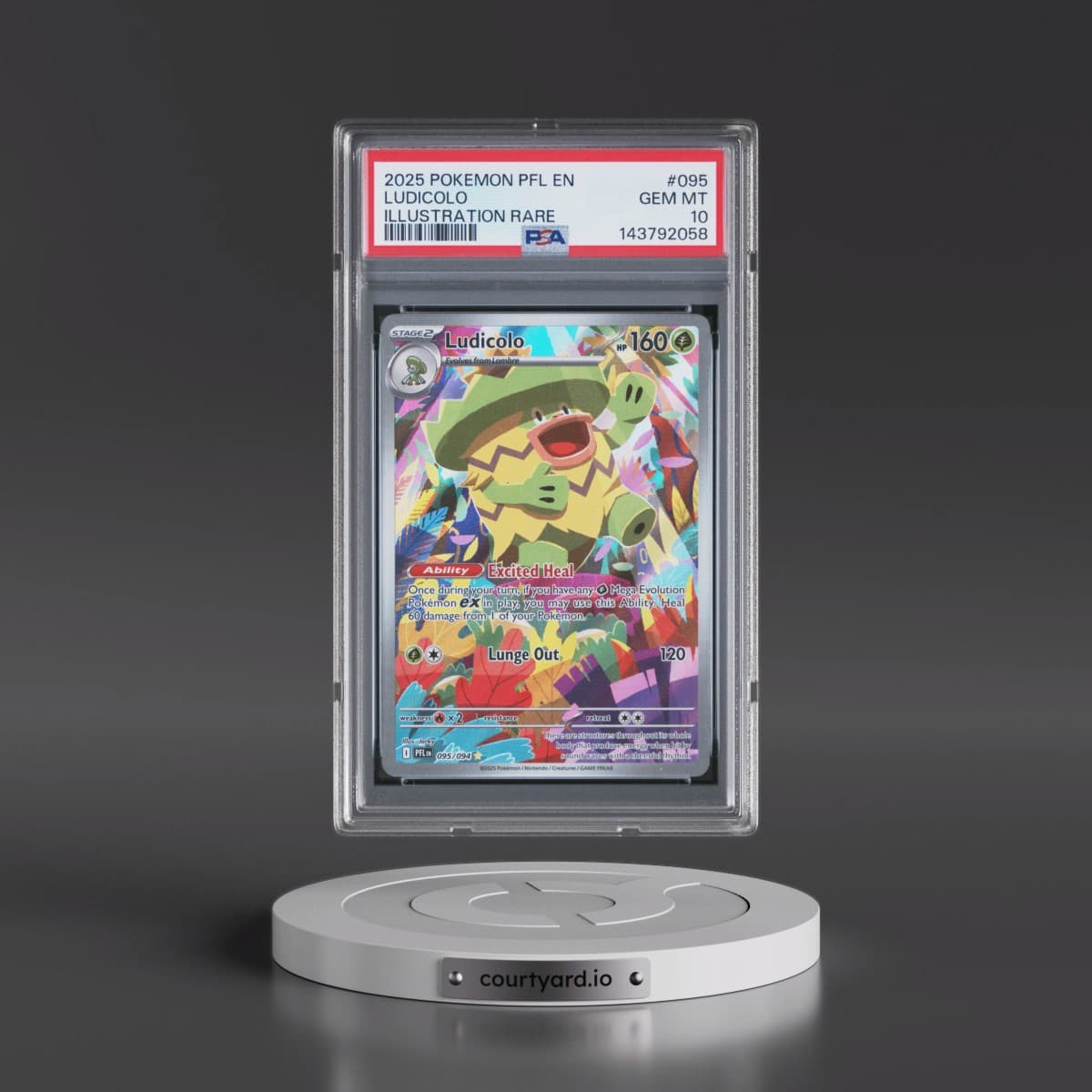 2025 Pokémon Pfl EN-Phantasmal Flames #095 Ludicolo - Illustration Rare (PSA 10 GEM MINT)