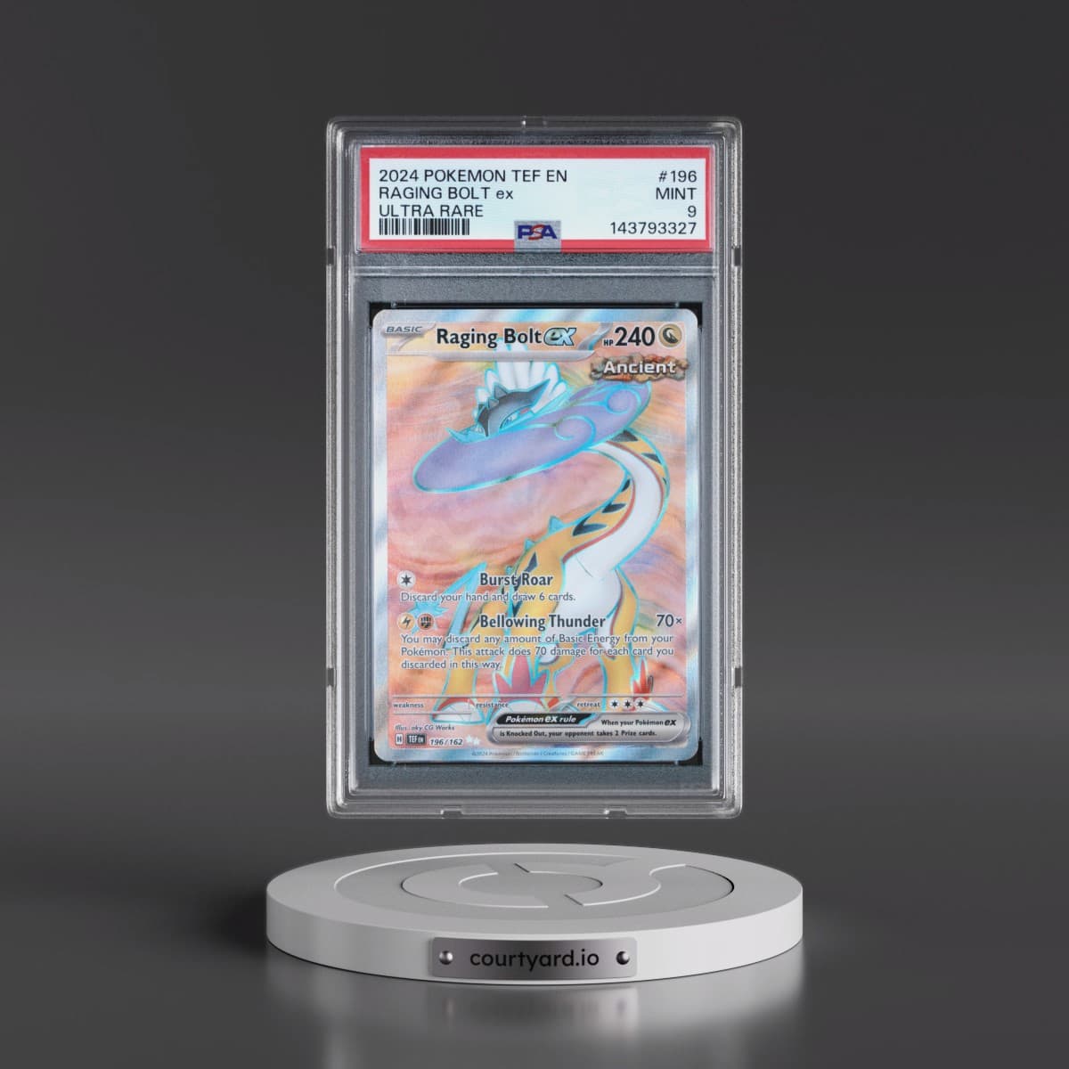 2024 Pokémon Tef EN-Temporal Forces #196 Raging Bolt EX - Holo Ultra Rare (PSA 9 MINT)