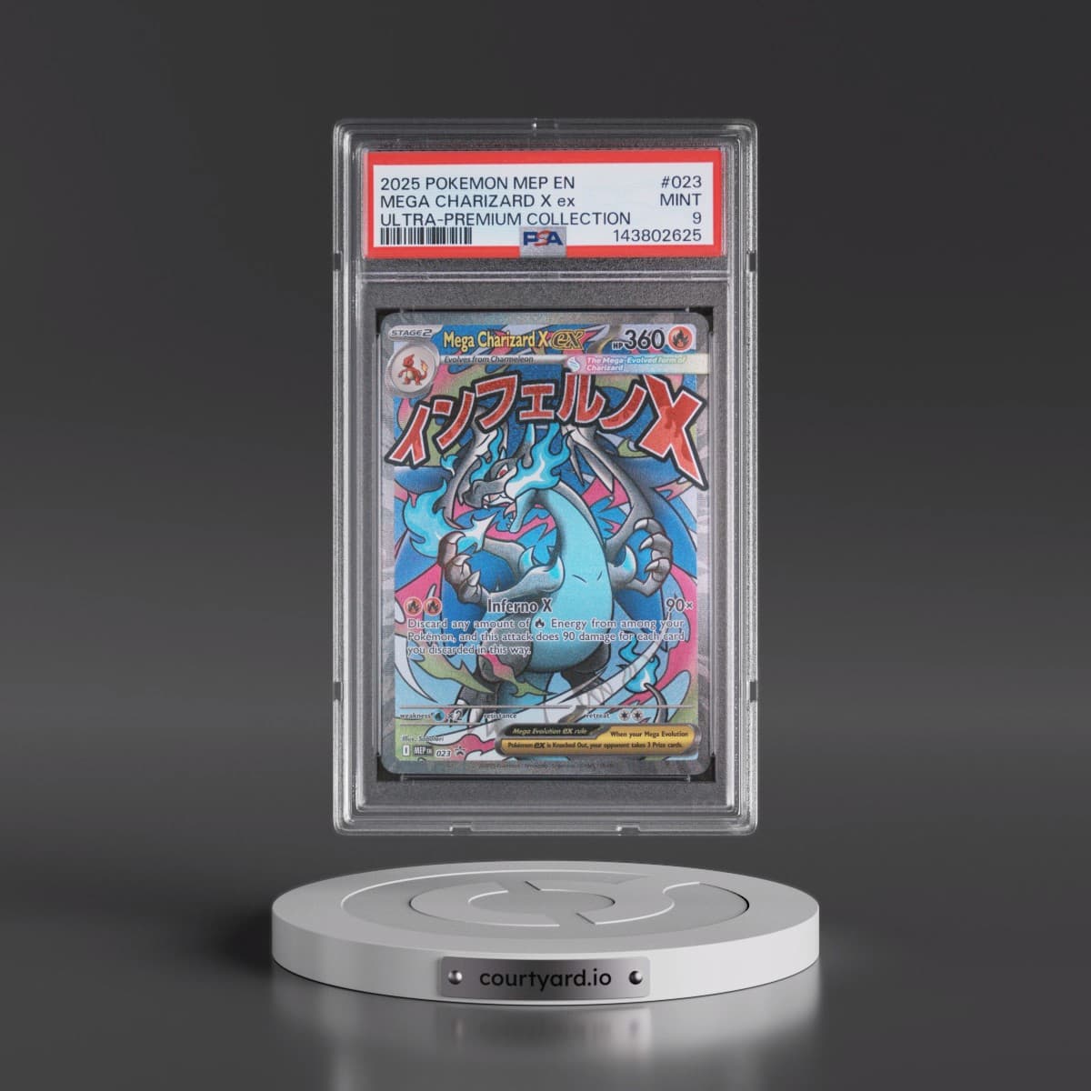 2025 Pokémon Mep EN-Me Black Star Promo #023 Mega Charizard X EX - Holo Mega Charizard X EX Ultra-Premium Collection (PSA 9 MINT)
