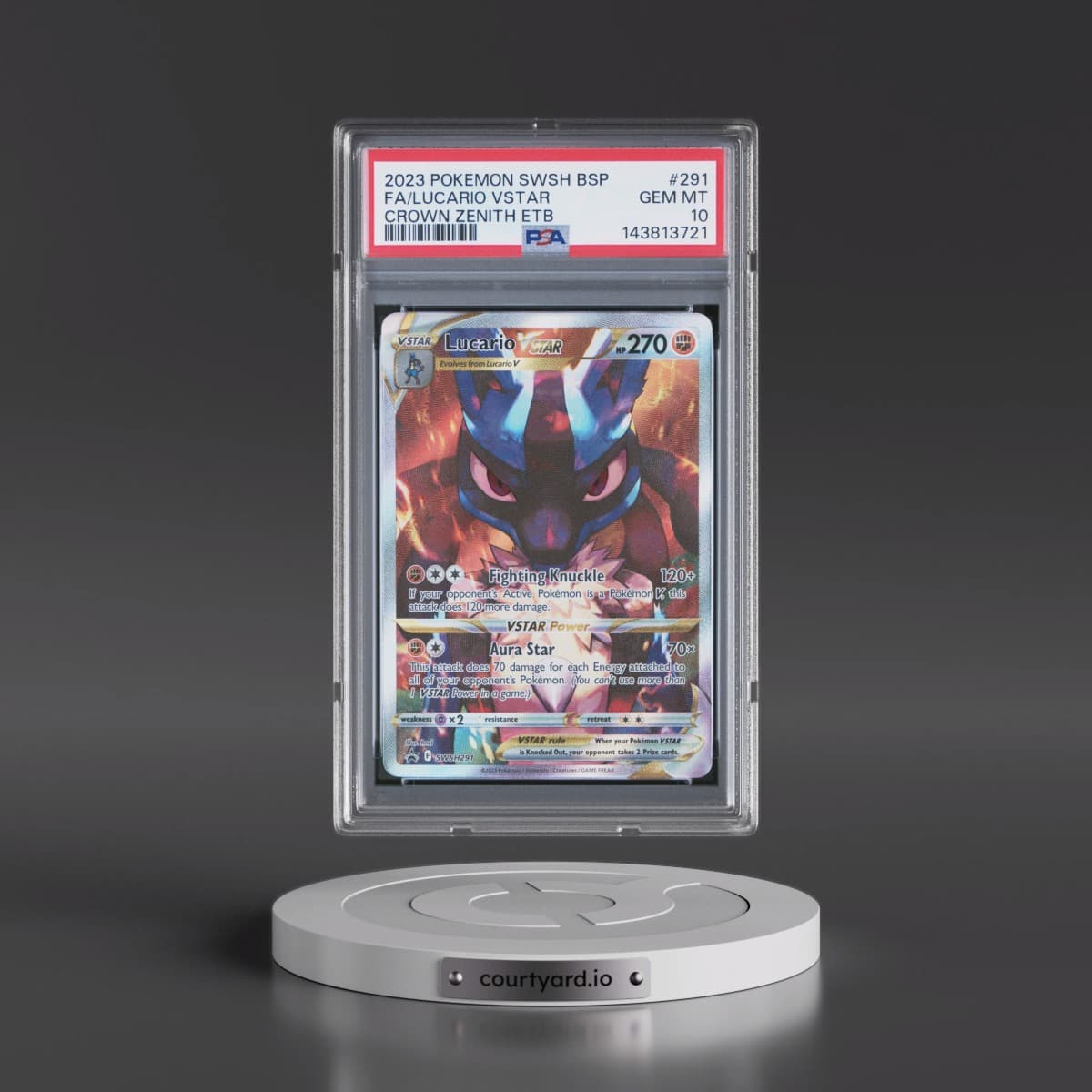 2023 Pokémon Swsh Black Star Promo #291 Lucario Vstar - Full Art Crown Zenith Elite Trainer Box (PSA 10 GEM MINT)