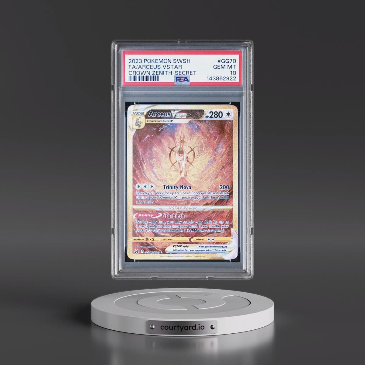 2023 Pokémon Sword and Shield Crown Zenith #GG70 Arceus Vstar - Full Art Secret (PSA 10 GEM MINT)