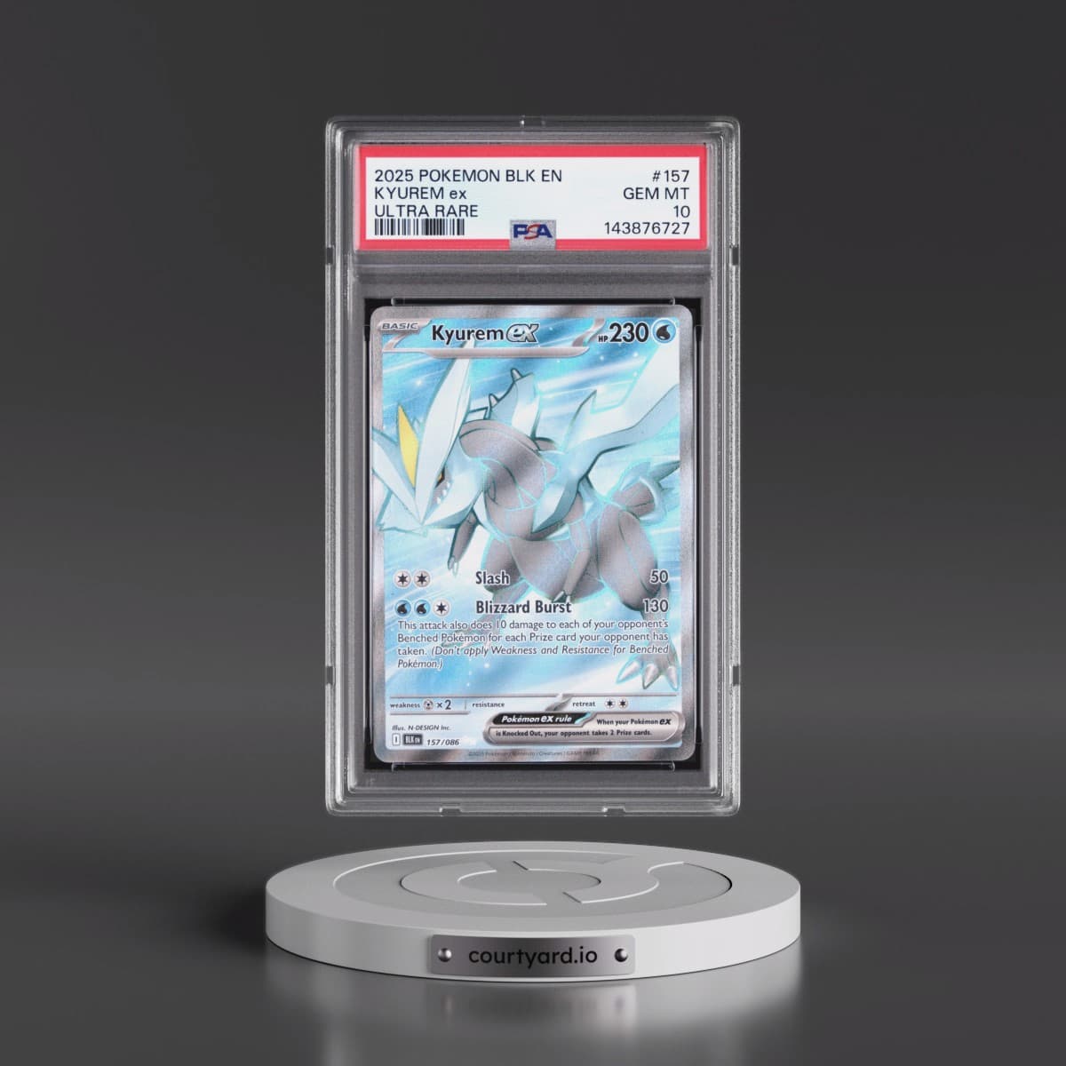 2025 Pokémon Blk EN-Black Bolt #157 Kyurem EX - Holo Ultra Rare (PSA 10 GEM MINT)