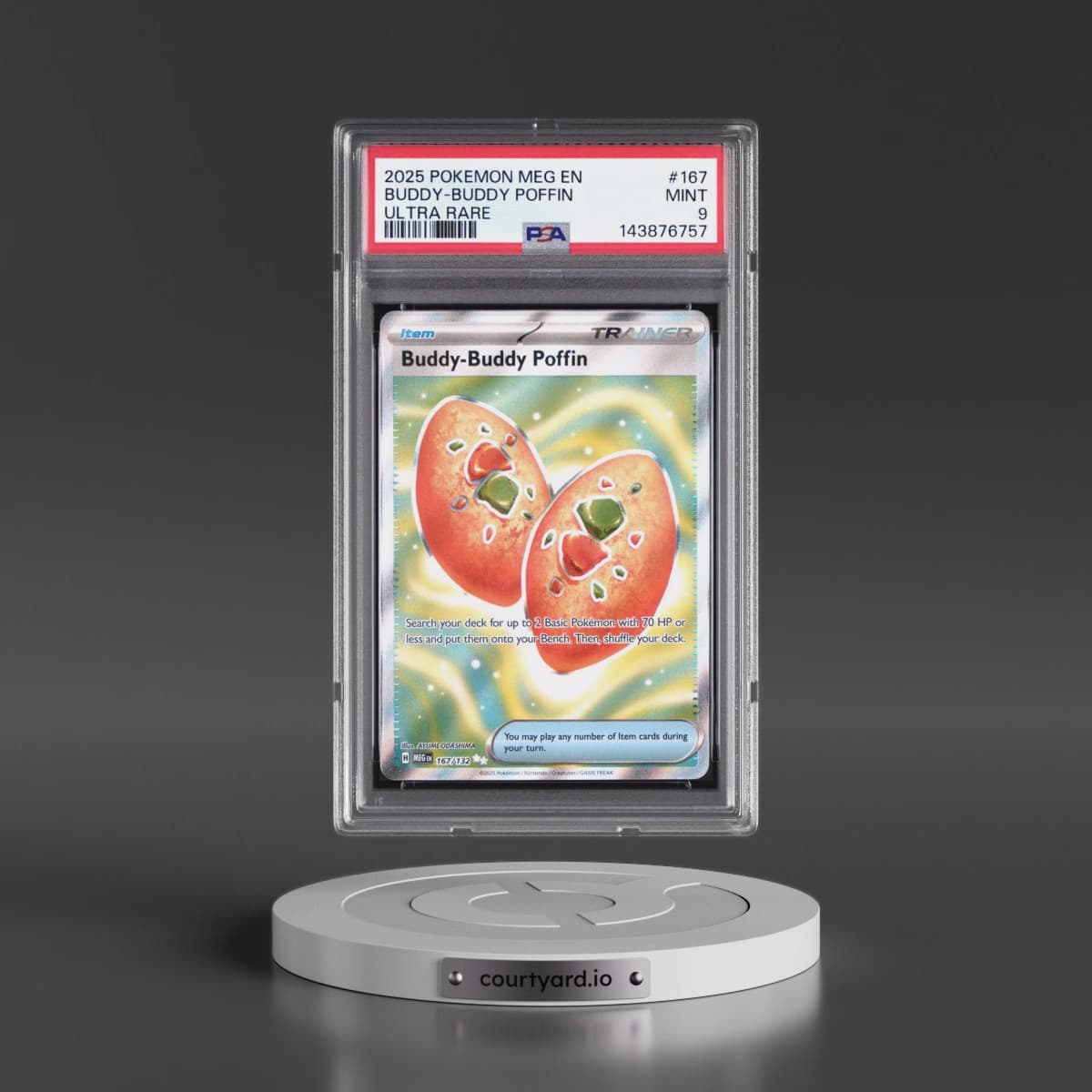 2025 Pokémon Meg EN-Mega Evolution #167 Buddy-Buddy Poffin - Ultra Rare (PSA 9 MINT)
