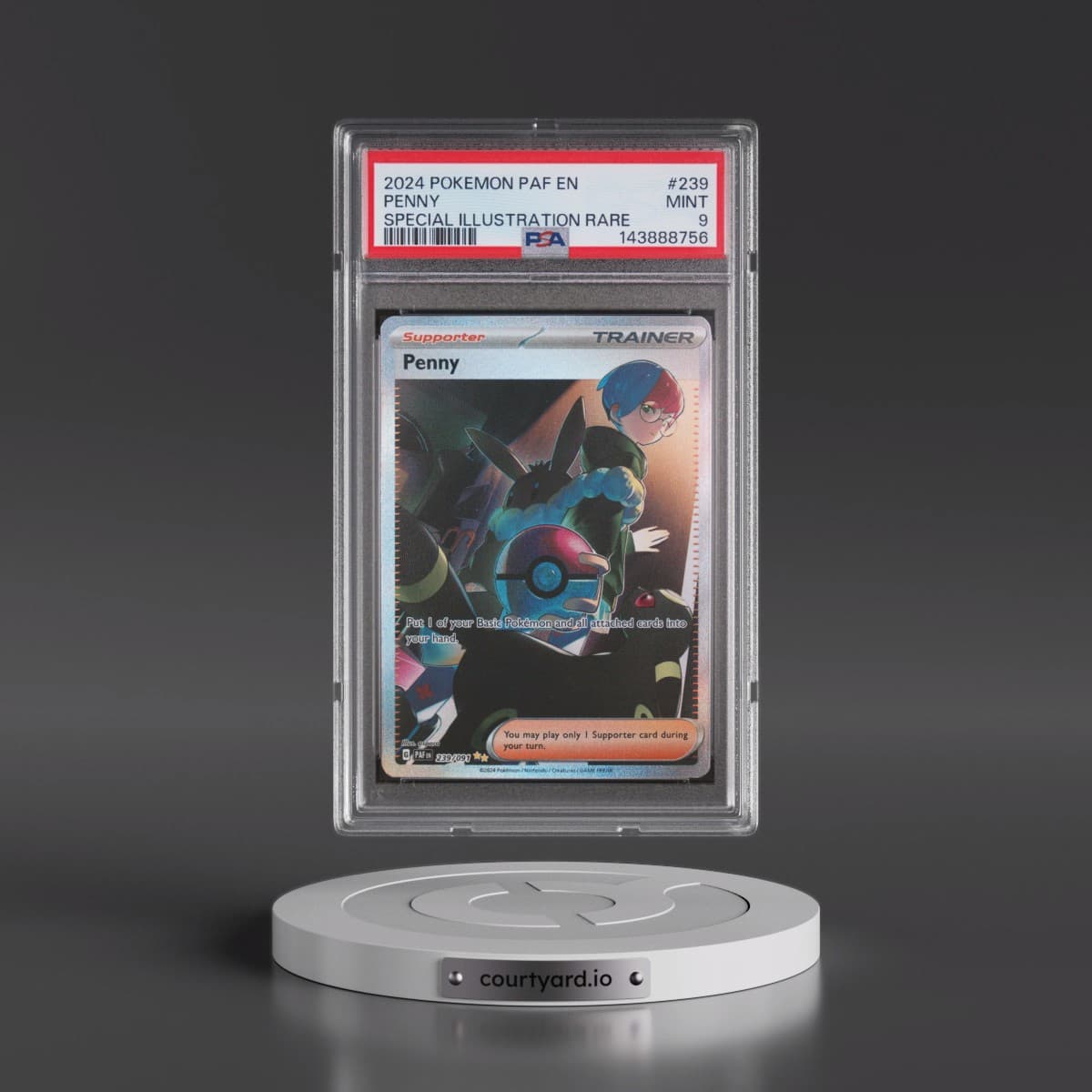 2024 Pokémon Paf EN-Paldean Fates #239 Penny - Special Illustration Rare (PSA 9 MINT)