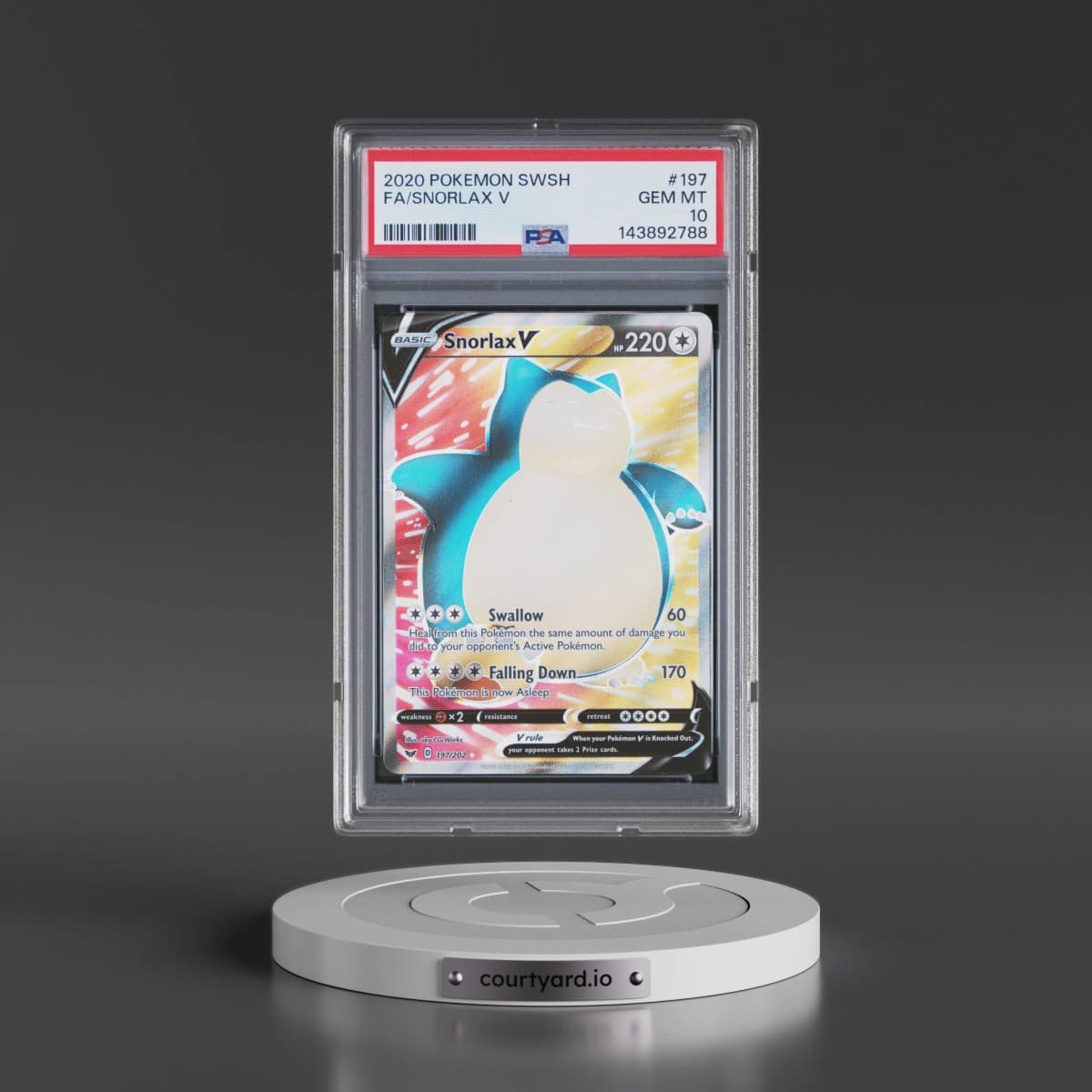 2020 Pokémon Sword & Shield #197 Snorlax V - Holo Full Art (PSA 10 GEM MINT)