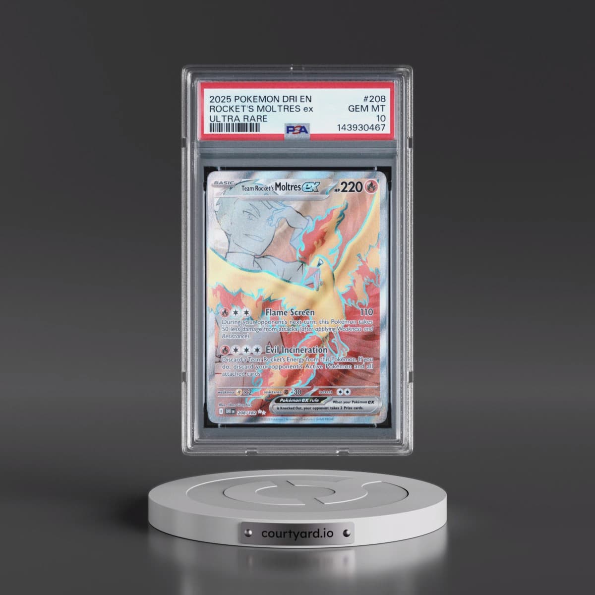 2025 Pokémon Dri EN-Destined Rivals #208 Team Rocket's Moltres EX - Holo Ultra Rare (PSA 10 GEM MINT)