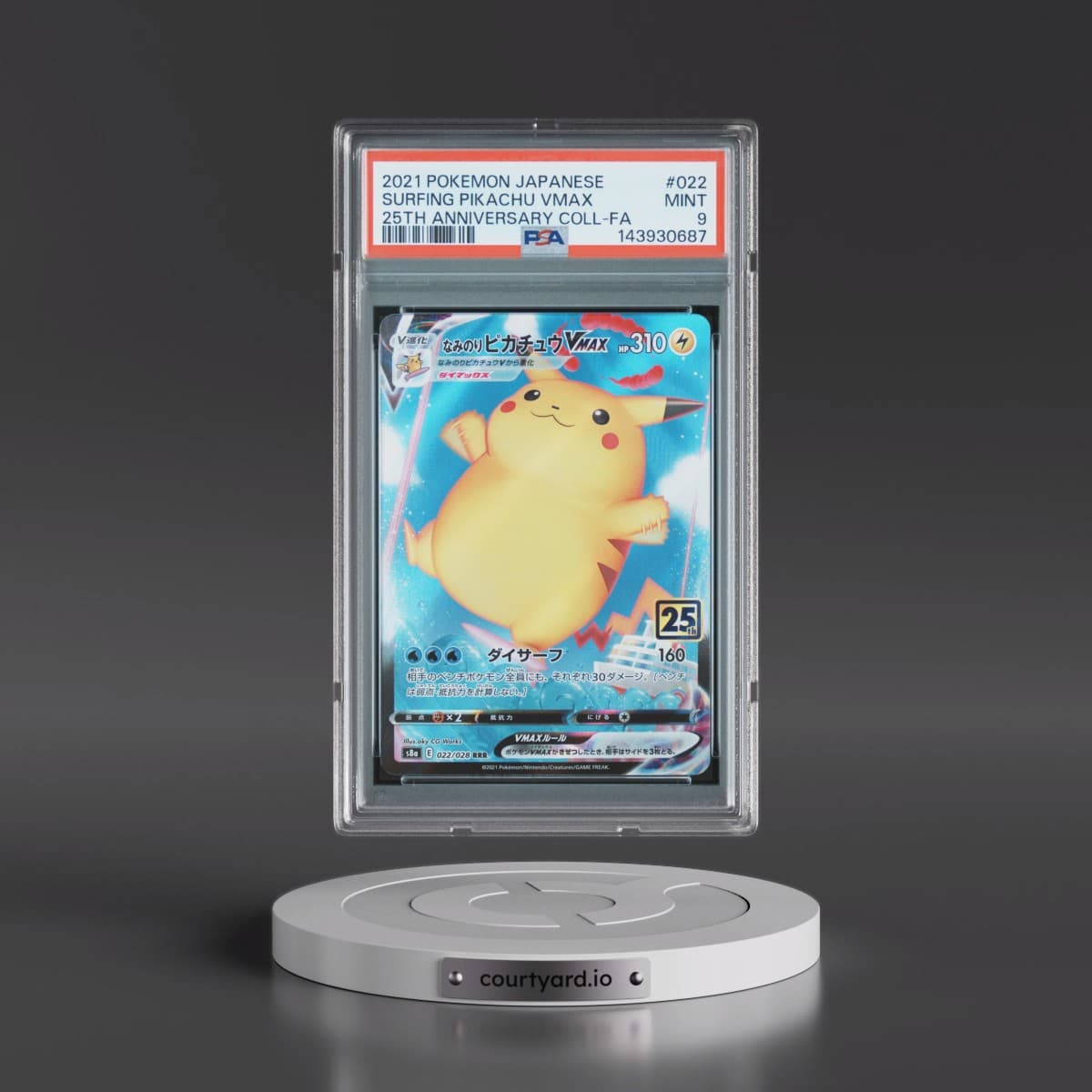 2021 Pokémon 25th Anniversary Collection #022 Surfing Pikachu Vmax - Full Art (PSA 9 MINT)