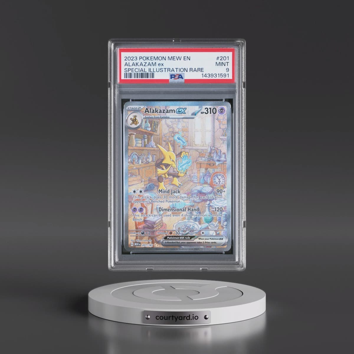 2023 Pokémon Mew EN-151 #201 Alakazam EX - Holo Special Illustration Rare (PSA 9 MINT)