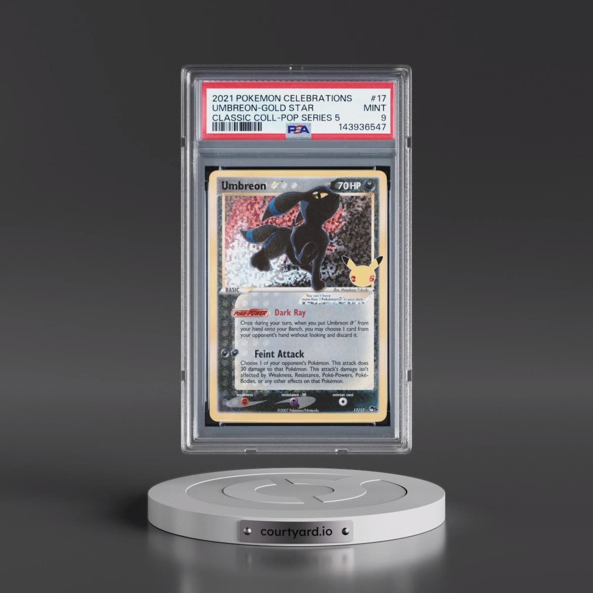 2021 Pokémon Celebrations Classic Collection #17 Umbreon-Gold Star (PSA 9 MINT)