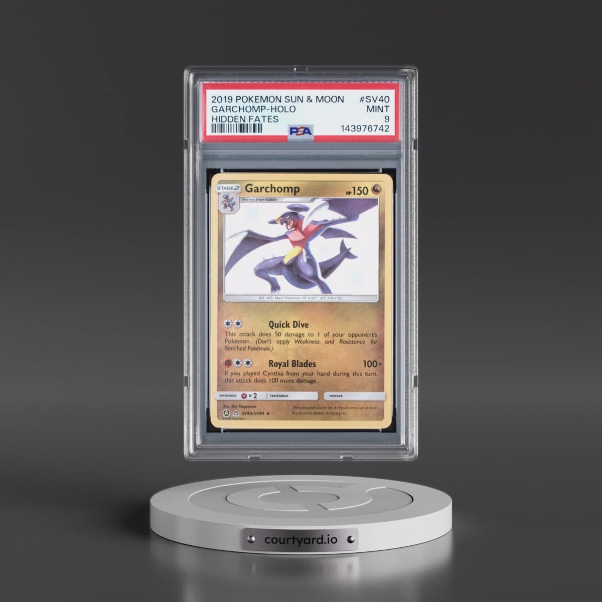 2019 Pokémon Sun & Moon Hidden Fates #SV40 Garchomp - Holo (PSA 9 MINT)