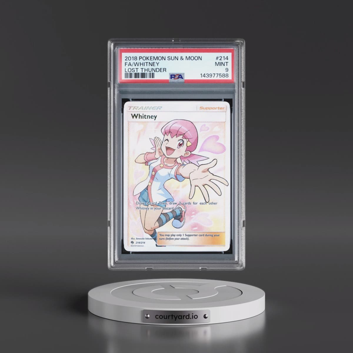2018 Pokémon Sun & Moon Lost Thunder #214 Whitney - Full Art (PSA 9 MINT)