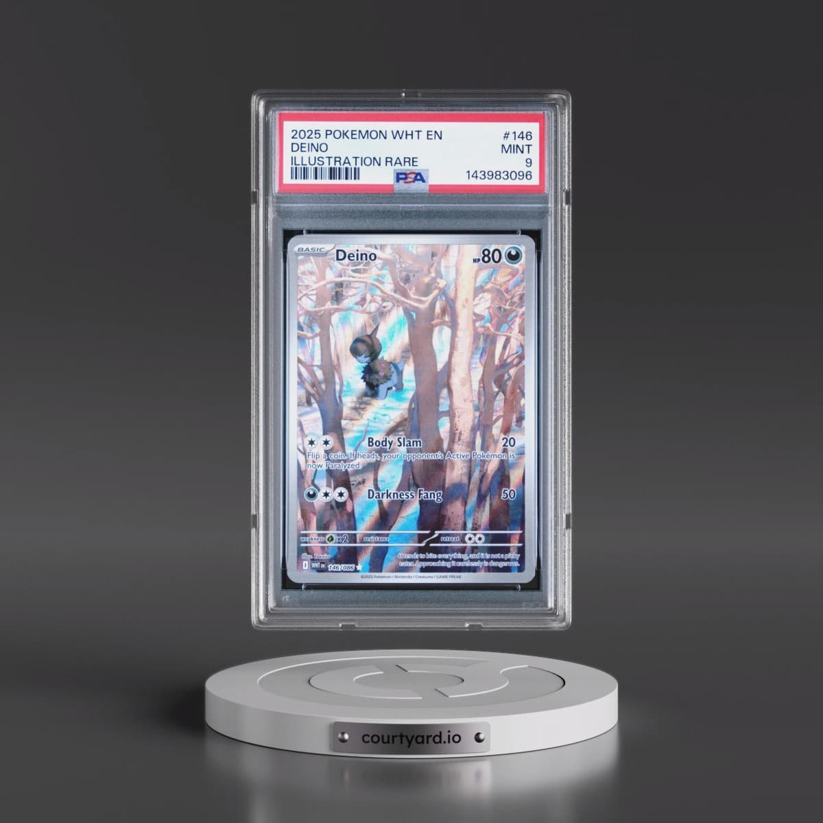 2025 Pokémon Wht EN-White Flare #146 Deino - Illustration Rare (PSA 9 MINT)