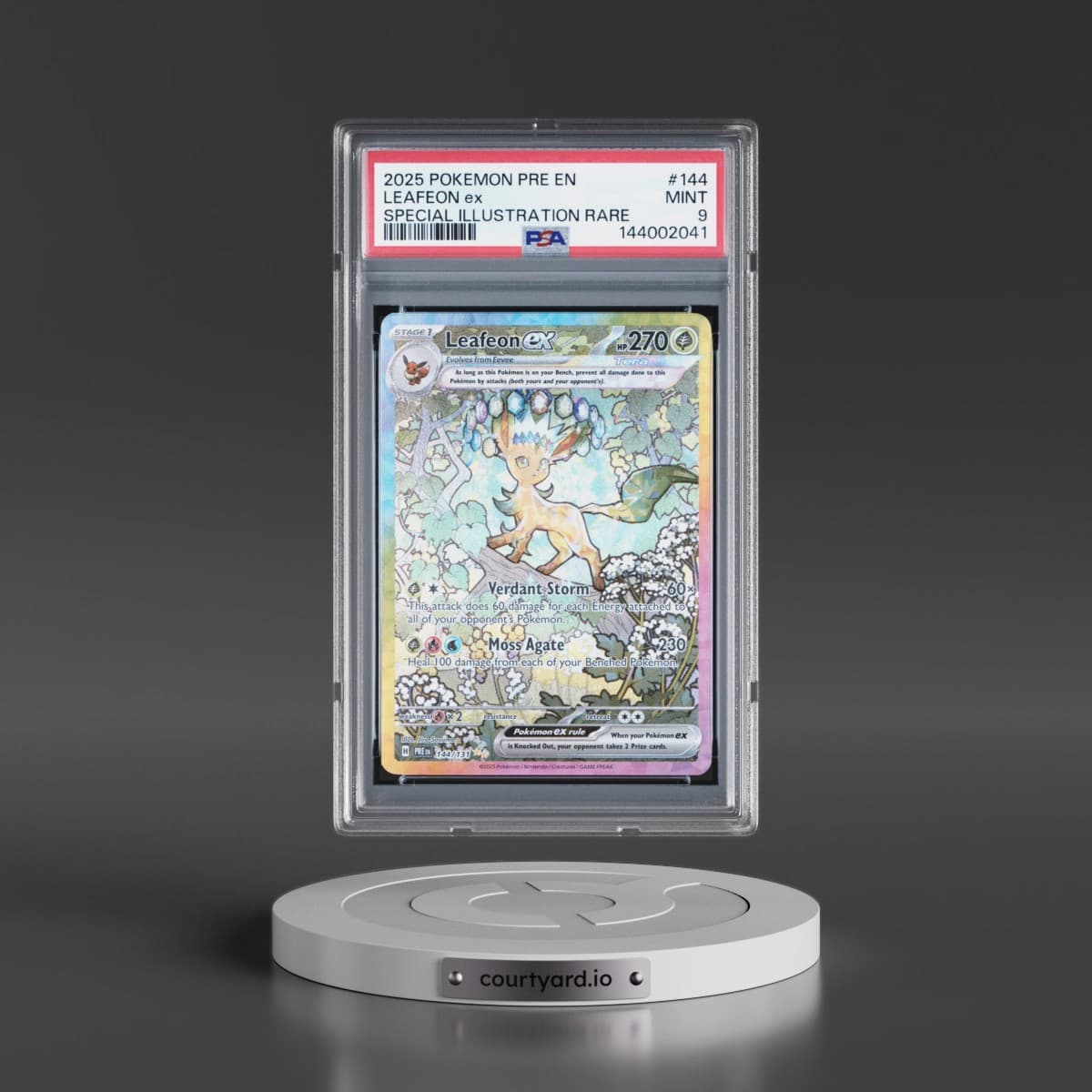 2025 Pokémon Pre EN-Prismatic Evolutions #144 Leafeon EX - Holo Special Illustration Rare (PSA 9 MINT)