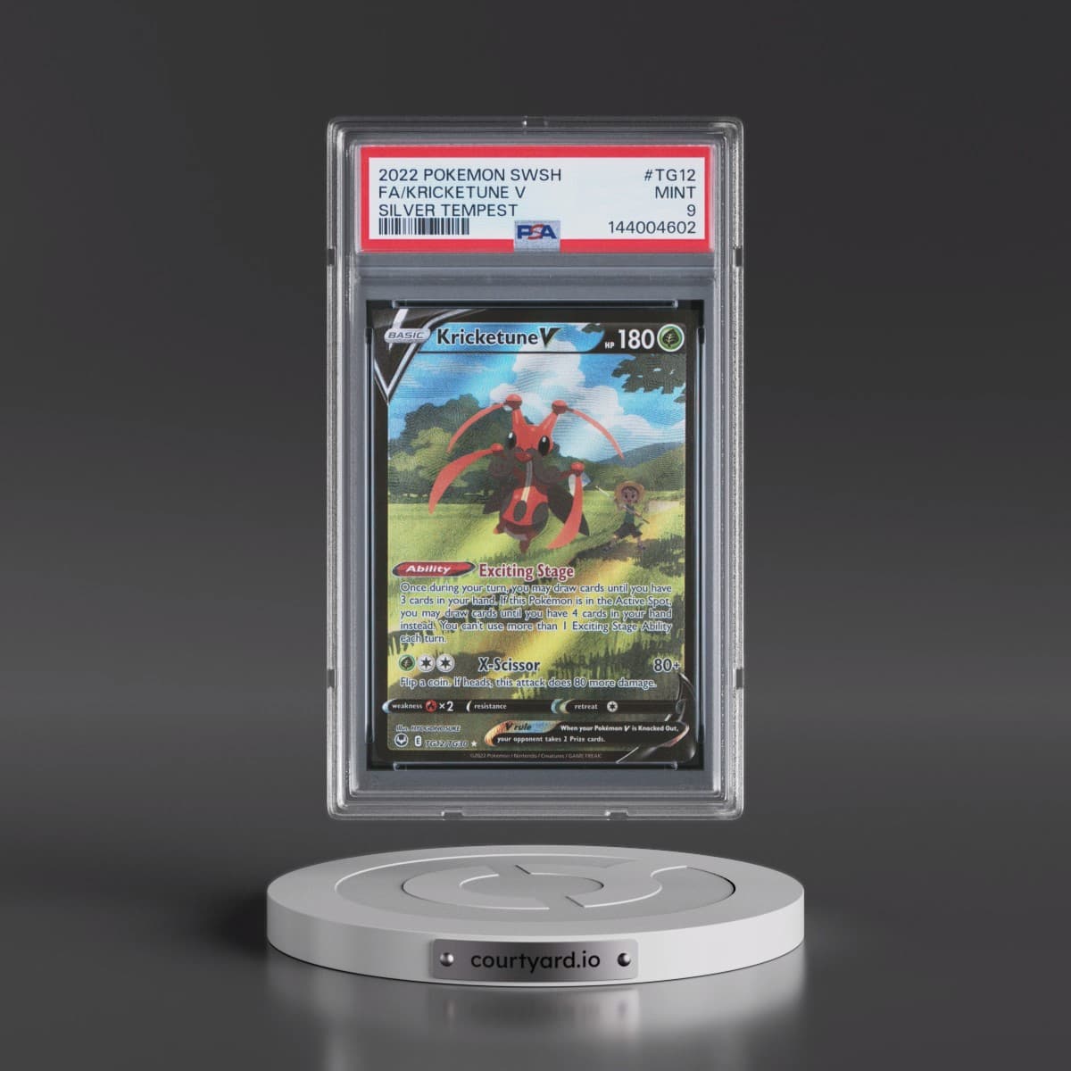 2022 Pokémon Sword & Shield Silver Tempest #TG12 Kricketune V - Holo Full Art (PSA 9 MINT)