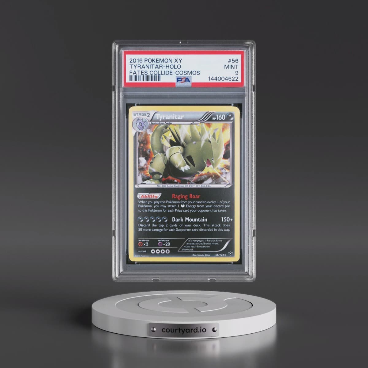 2016 Pokémon XY Fates Collide #56 Tyranitar - Holo Cosmos (PSA 9 MINT)