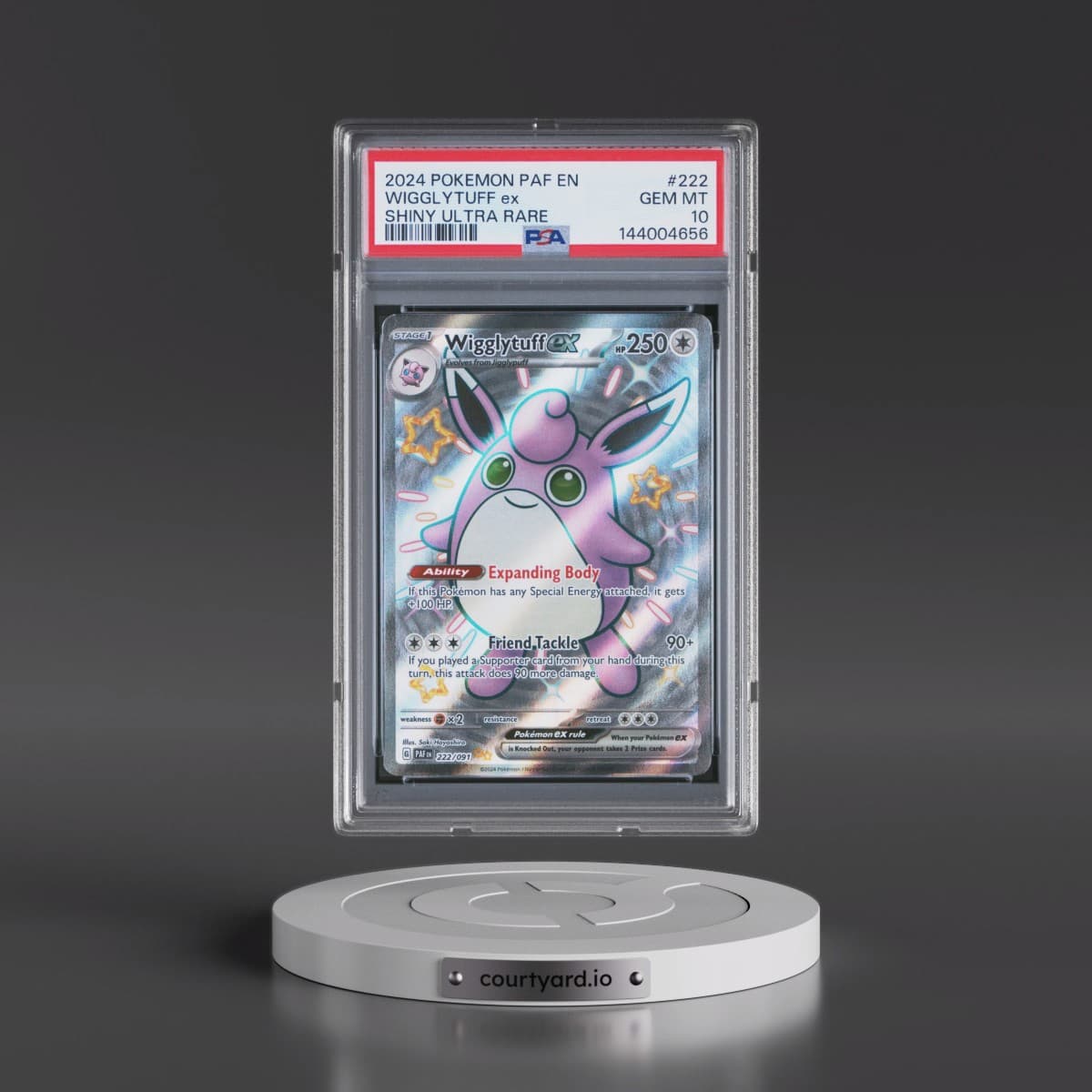 2024 Pokémon Paf EN-Paldean Fates #222 Wigglytuff EX - Holo Shiny Ultra Rare (PSA 10 GEM MINT)