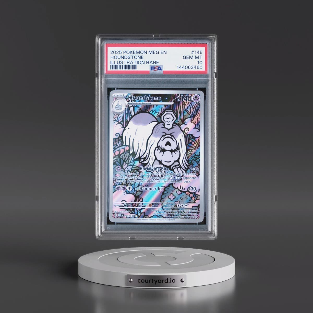 2025 Pokémon Meg EN-Mega Evolution #145 Houndstone - Illustration Rare (PSA 10 GEM MINT)