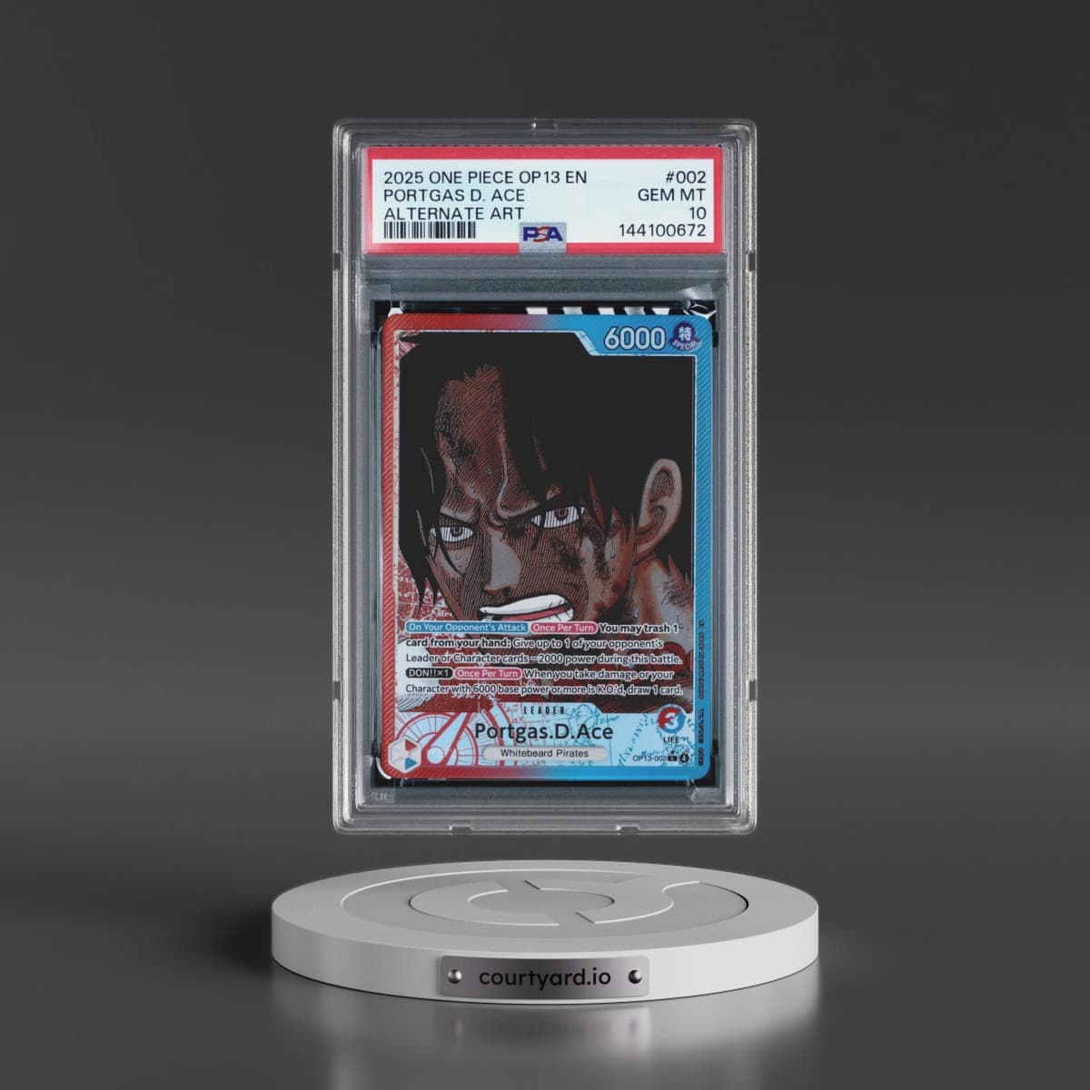 2025 One Piece OP13-Carrying on His Will #002 Portgas D. Ace - Alternate Art (PSA 10 GEM MINT)
