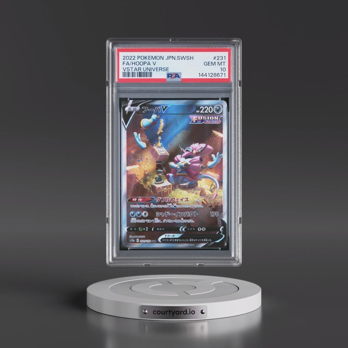 2022 Pokémon Sword & Shield Vstar Universe #231 Hoopa V - Holo Full Art (PSA 10 GEM MINT)