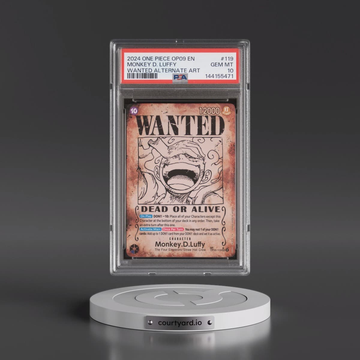 2024 One Piece OP09-Emperors in the New World #119 Monkey D. Luffy - Wanted Alternate Art (PSA 10 GEM MINT)