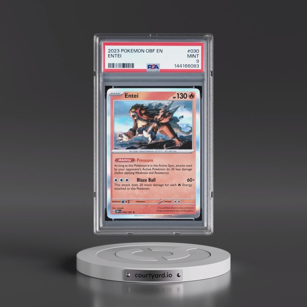 2023 Pokémon Obf EN-Obsidian Flames #030 Entei (PSA 9 MINT)
