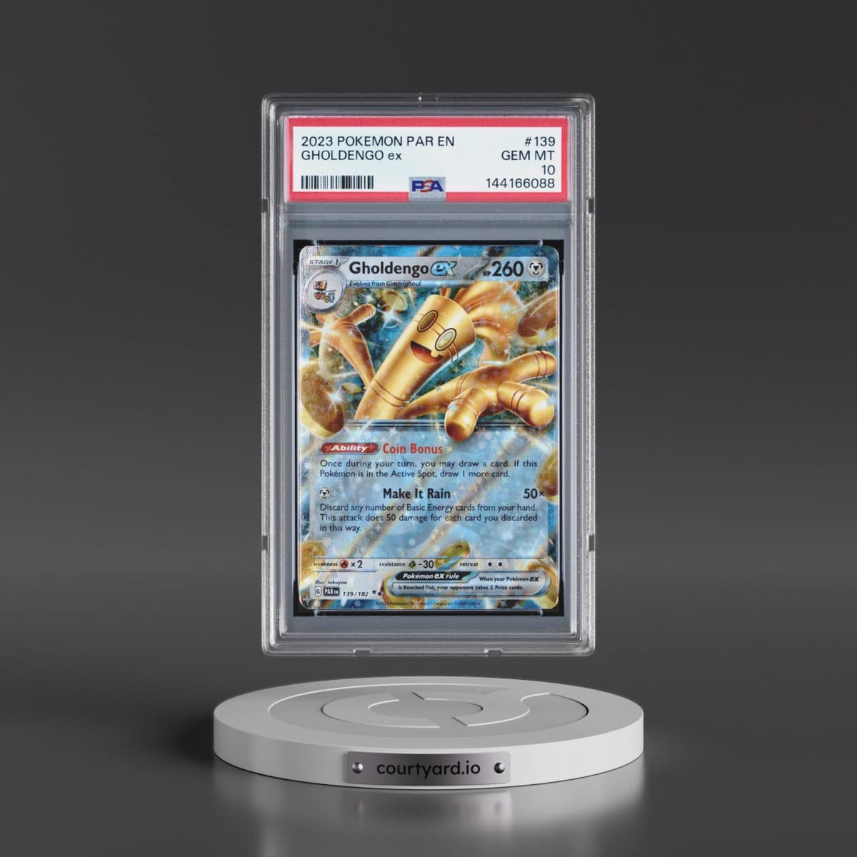 2023 Pokémon Par EN-Paradox Rift #139 Gholdengo EX - Holo (PSA 10 GEM MINT)