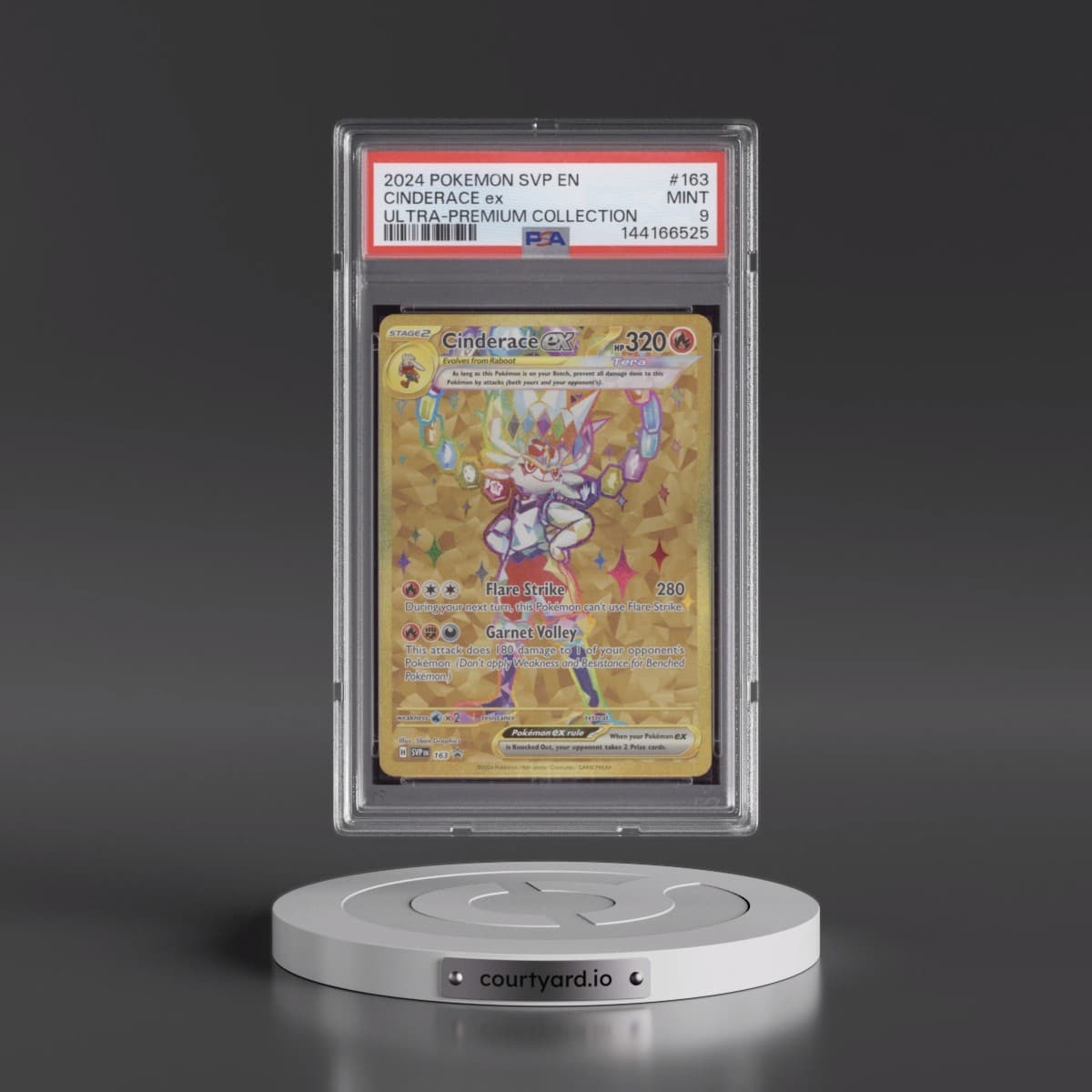 2024 Pokémon Svp EN-SV Black Star Promo #163 Cinderace EX - Holo Terapagos EX Ultra-Premium Collection (PSA 9 MINT)