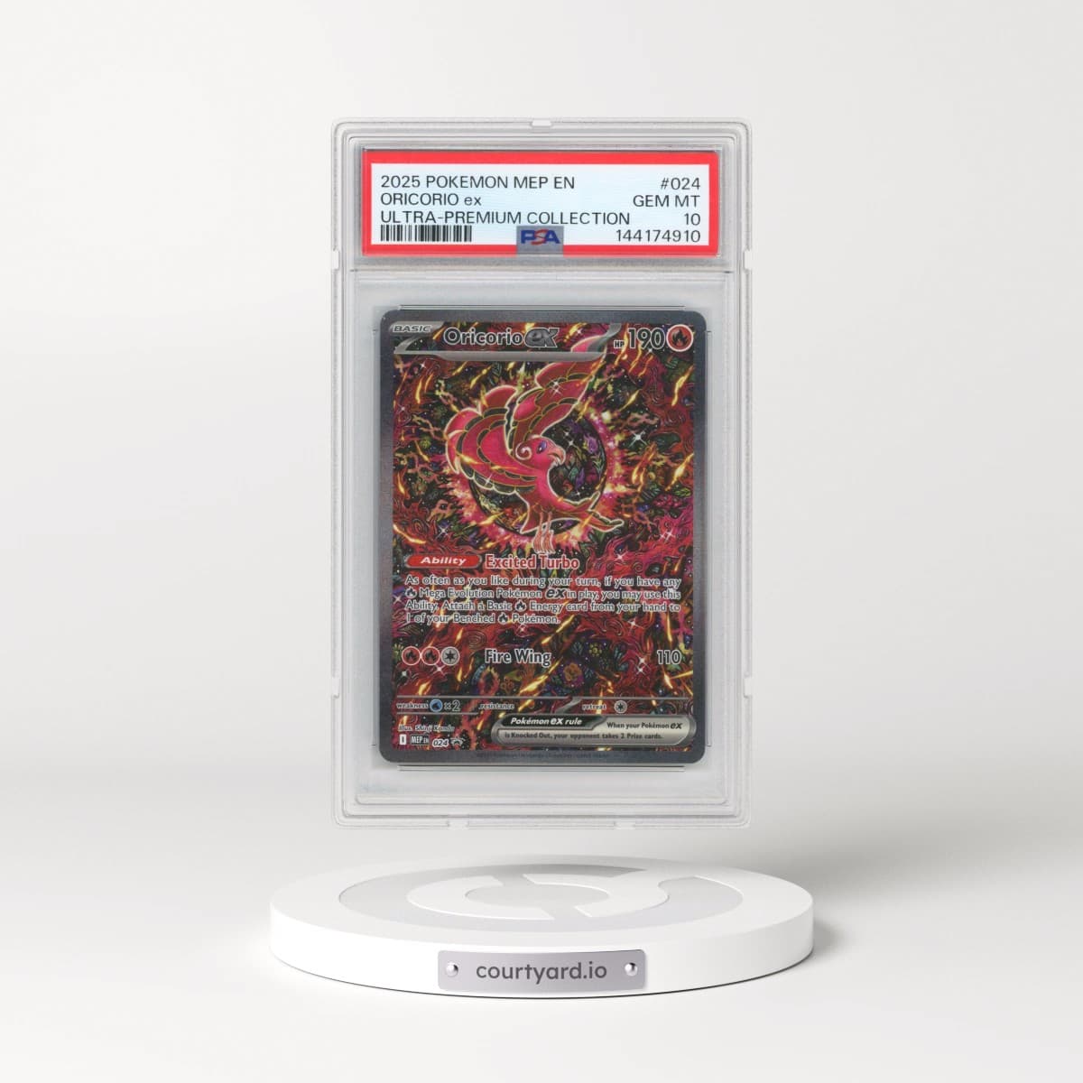 2025 Pokémon Mep EN-Me Black Star Promo #024 Oricorio EX - Holo Mega Charizard X EX Ultra-Premium Collection (PSA 10 GEM MINT)