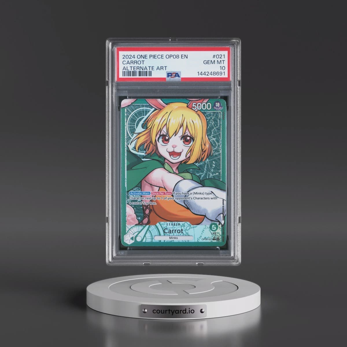2024 One Piece OP08-Two Legends #021 Carrot - Alternate Art (PSA 10 GEM MINT)